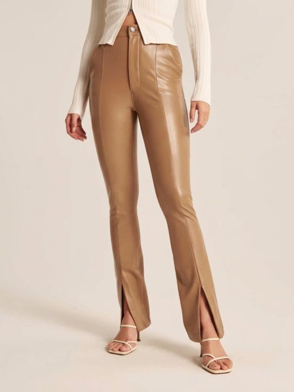 Abercrombie & Fitch The Skinny Ultra High Rise Faux Leather Pants Brown- Size 30